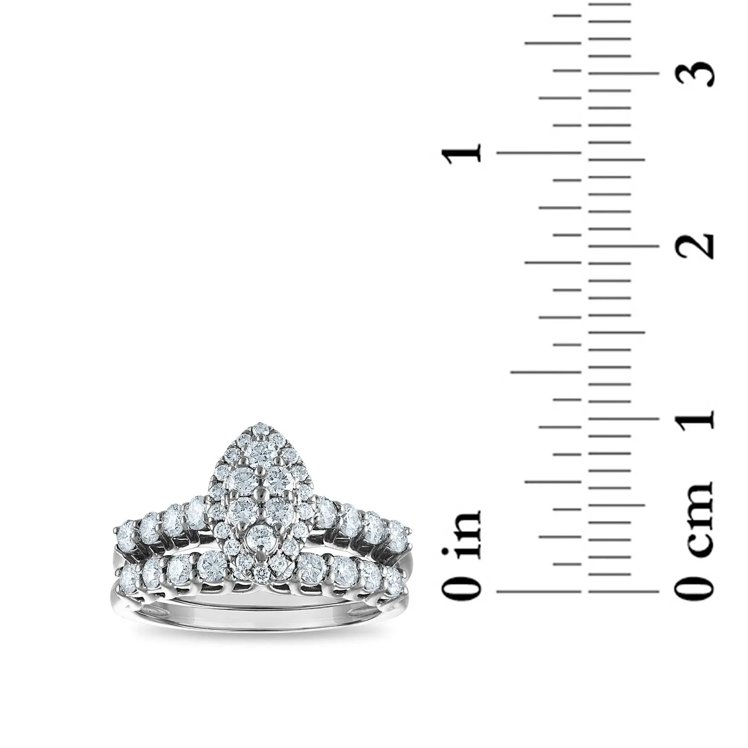 1 CTW Diamond Cluster Bridal Set Ring in 10KT White Gold