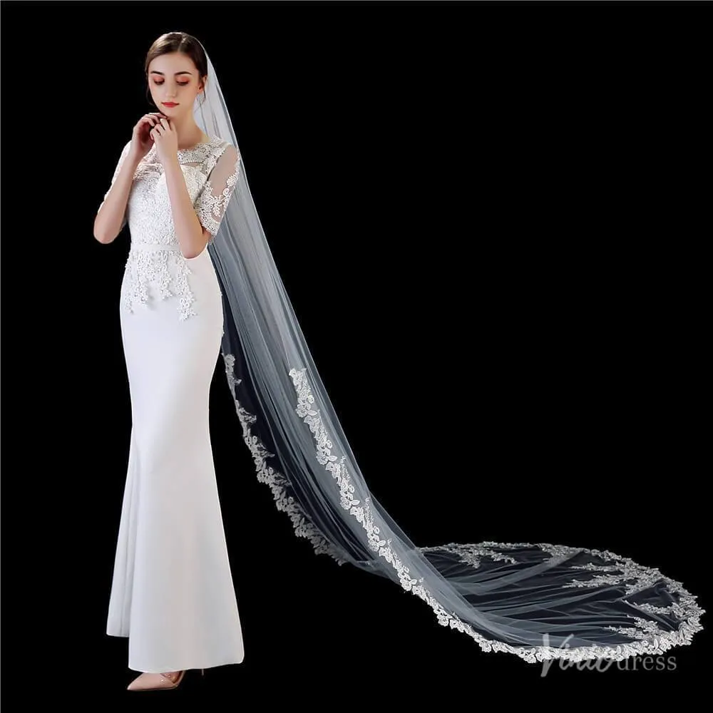 1 Tier Lace Cathedral Veil Viniodress TS1916