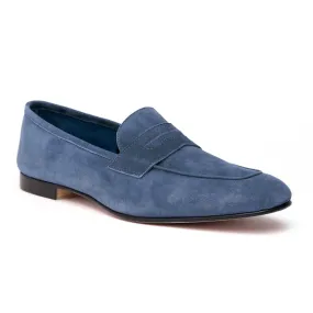 16-100-BLU TASCA Italian Sueded Kid Loafer Blue