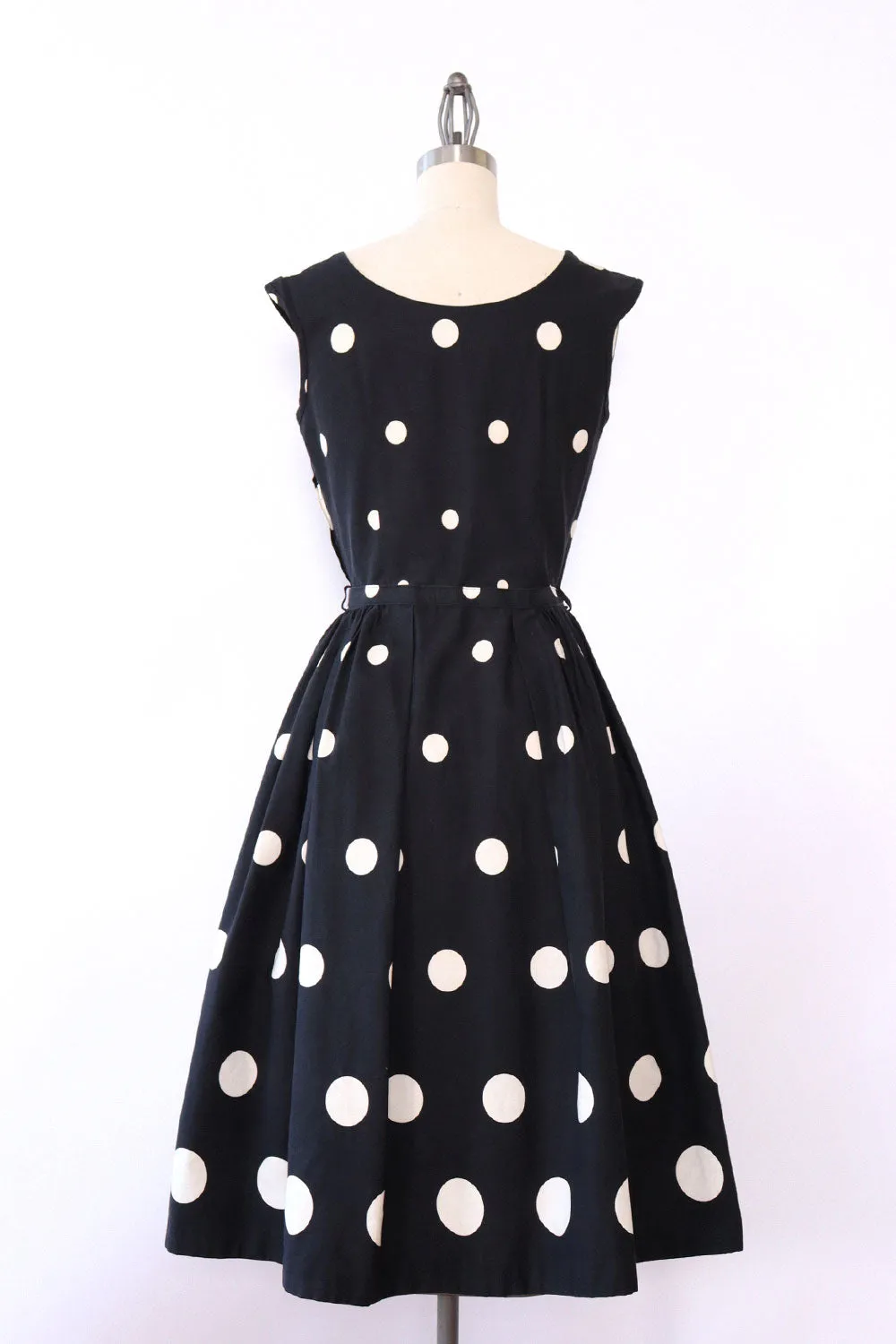 1950s Polka Dot Fit and Flare Dress XS