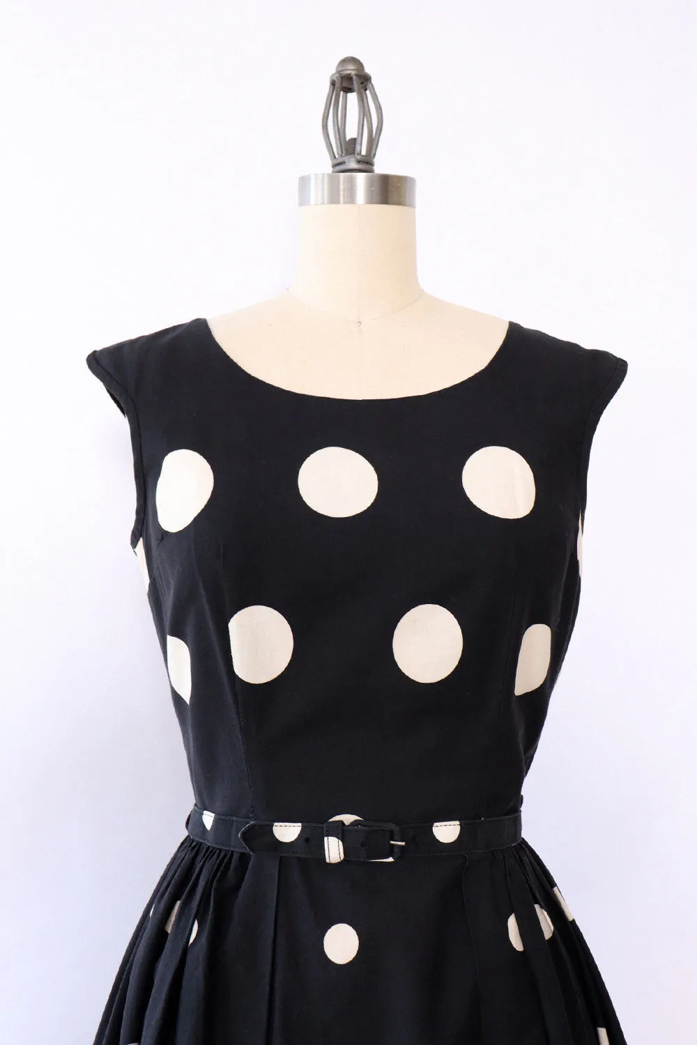 1950s Polka Dot Fit and Flare Dress XS