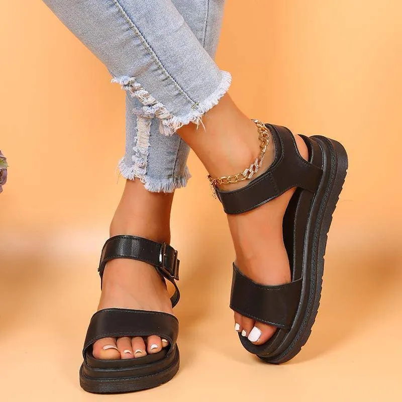 Adjusting Buckle Platform Sandals