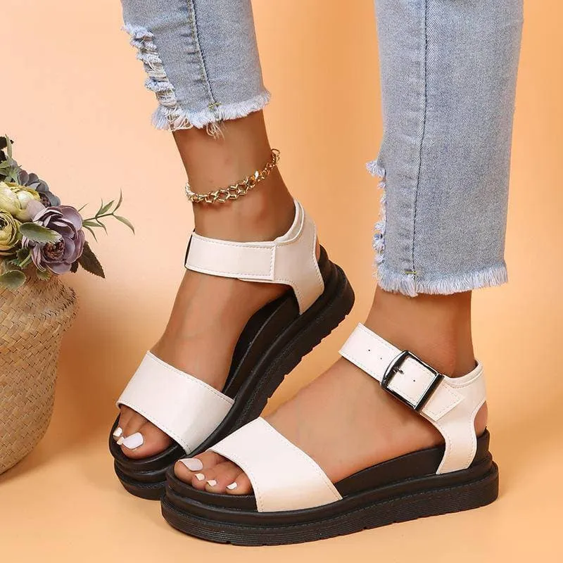 Adjusting Buckle Platform Sandals