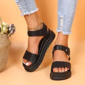 Adjusting Buckle Platform Sandals