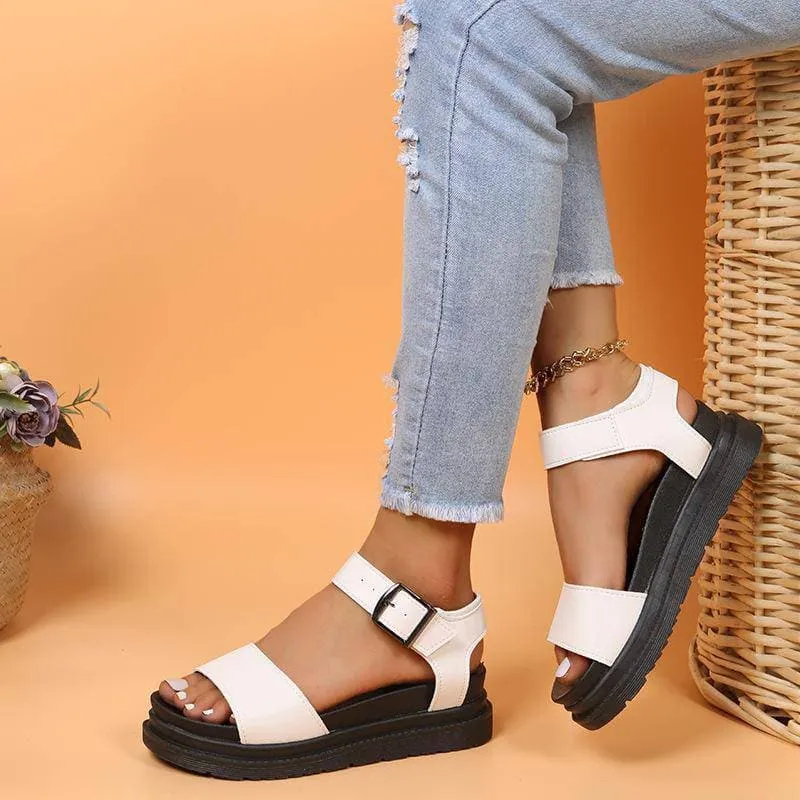 Adjusting Buckle Platform Sandals