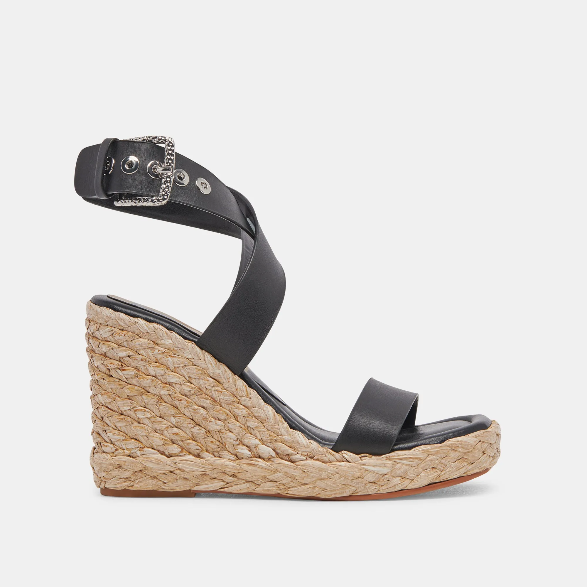 ALDONA WEDGES BLACK LEATHER