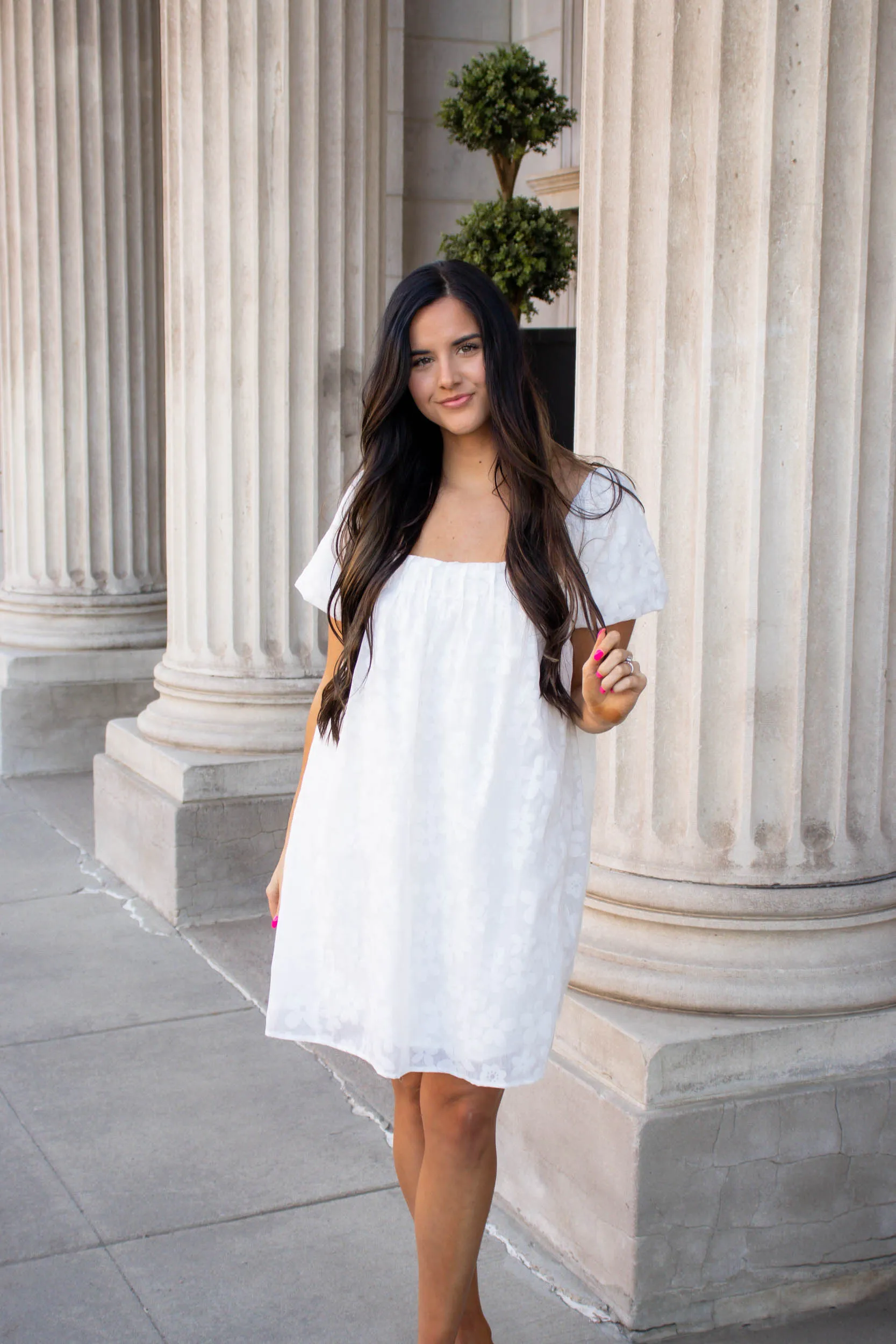 Allie Puff Sleeve Tie Back Dress | Ivory