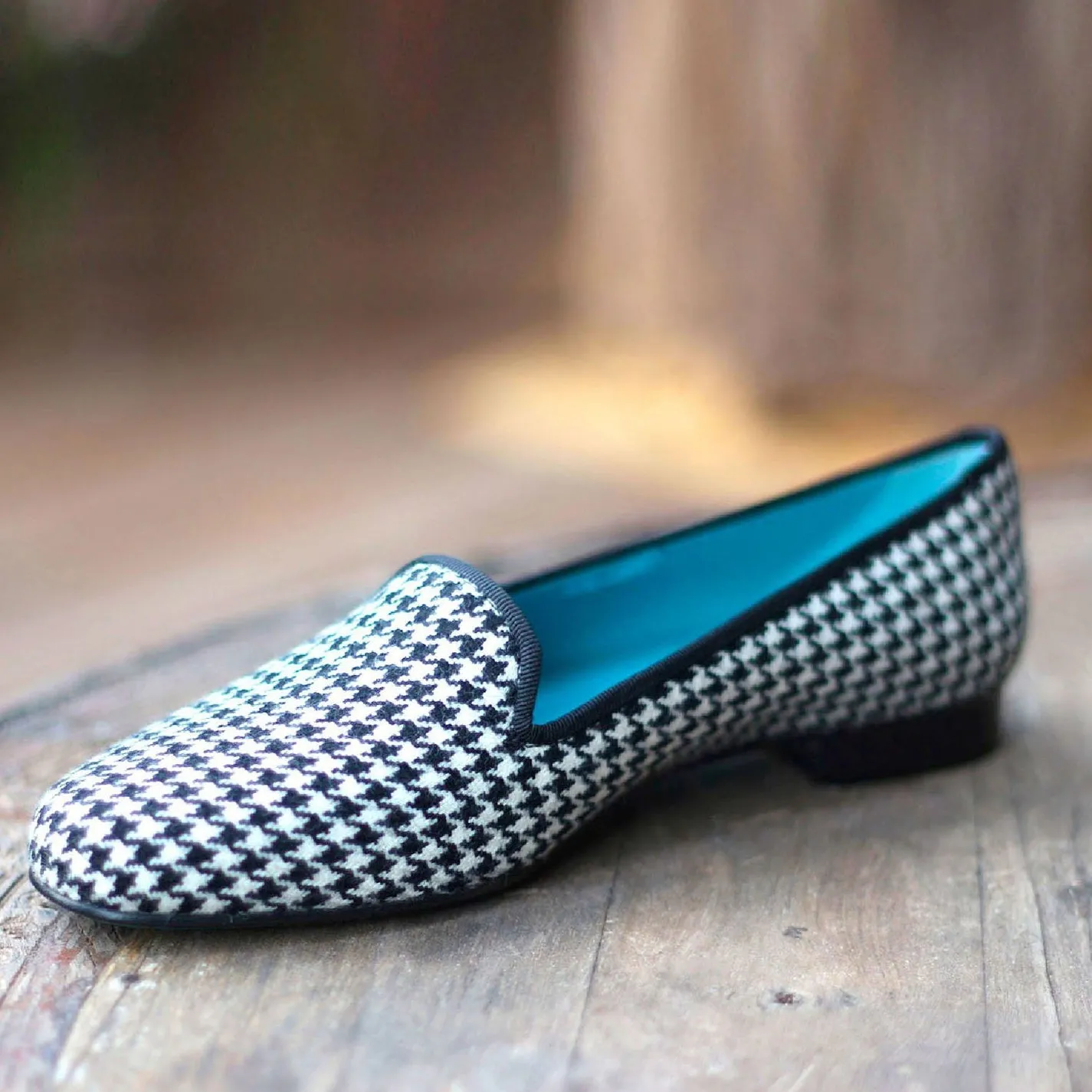 Ambrogio Bespoke Custom Women's Custom Made Shoes Black & White Grossgrain / Fabric Rose Loafers (AMBW1055)