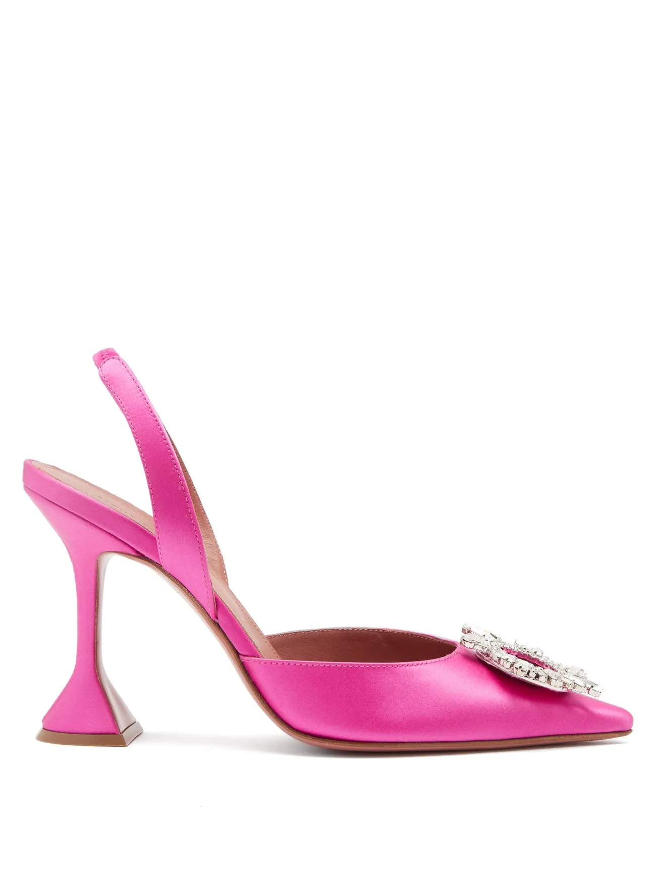 Amina Muaddi Begum Crystal Satin Pink Slingback Pumps