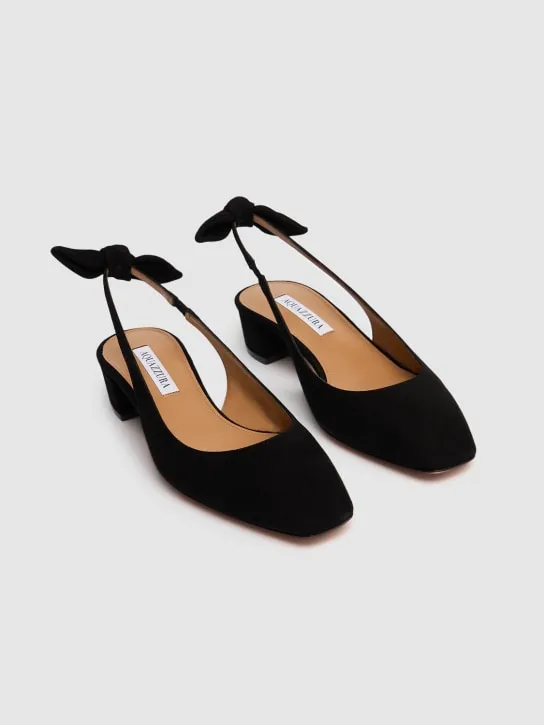 Aquazzura   35mm Very Bow Tie suede slingbacks 