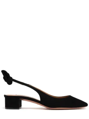 Aquazzura   35mm Very Bow Tie suede slingbacks 