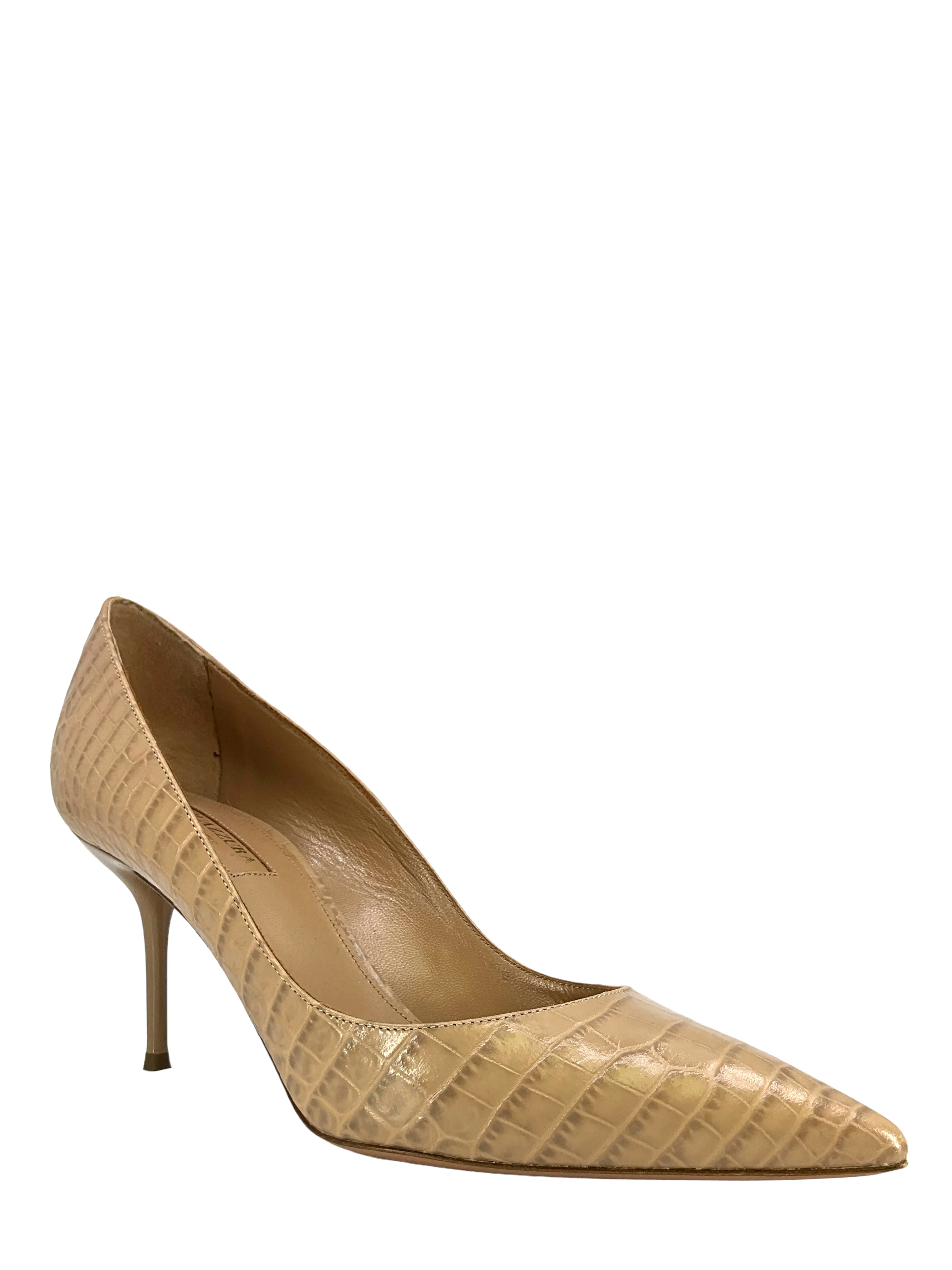 Aquazzura Purist Croc Embossed Pumps Size 7