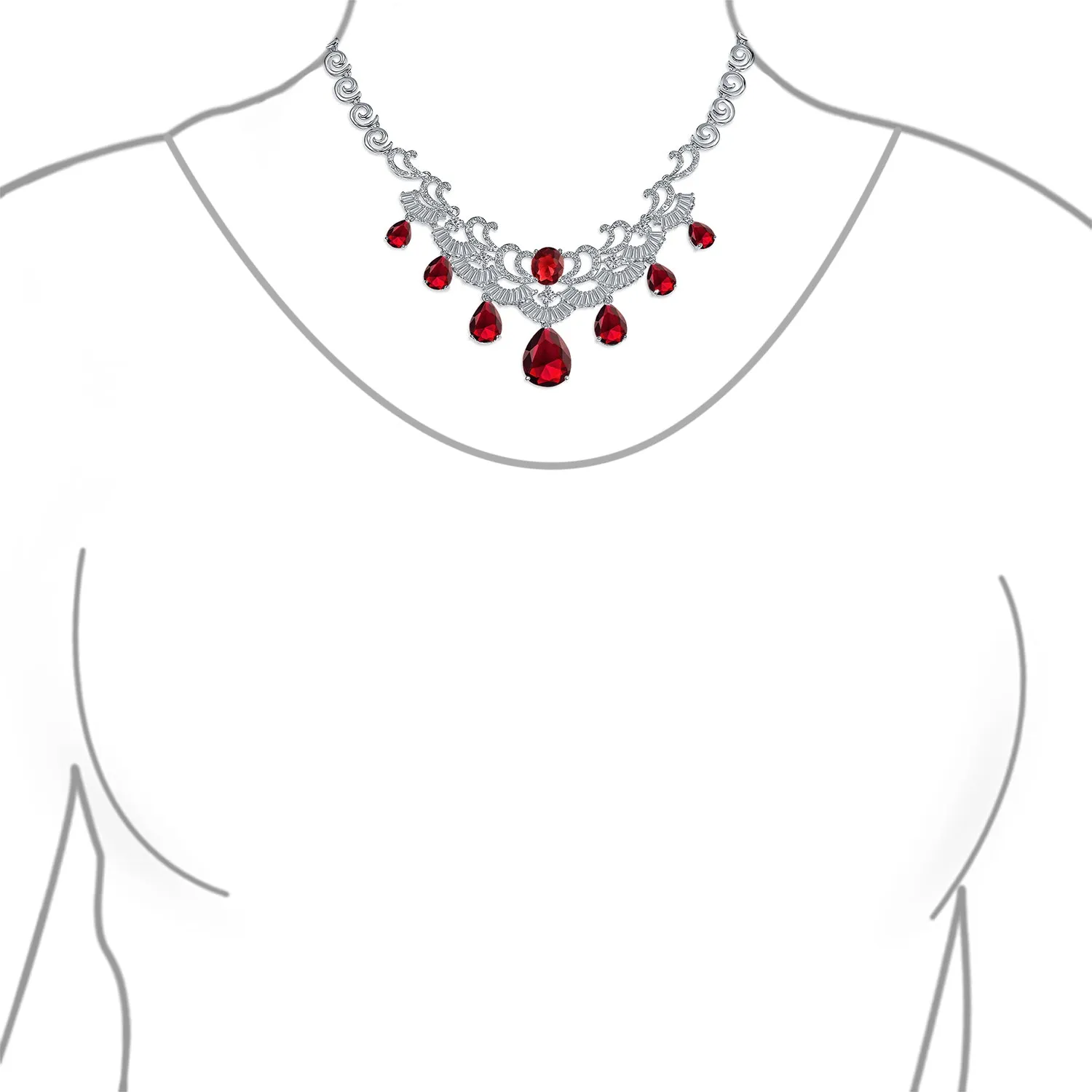 Art Deco Vintage Style Bridal Jewelry Set Statement Necklace & Earrings AAA CZ