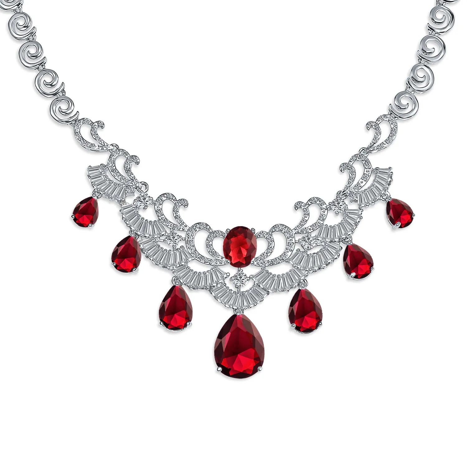 Art Deco Vintage Style Bridal Jewelry Set Statement Necklace & Earrings AAA CZ