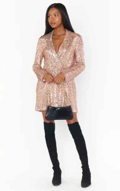 Bazel Blazer Dress ~ Rose Gold