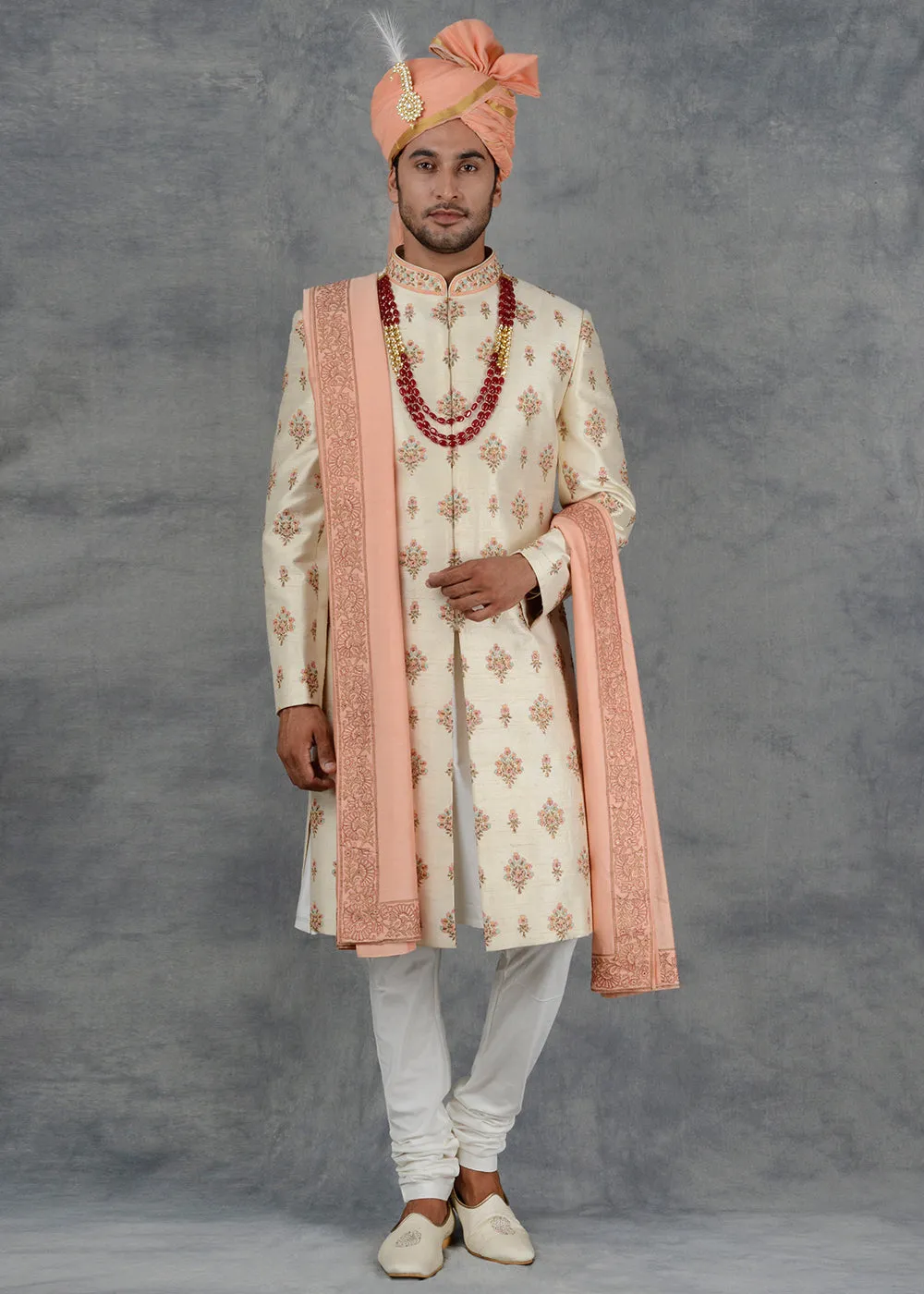 Beige Sherwani | Siddhesh Chauhan