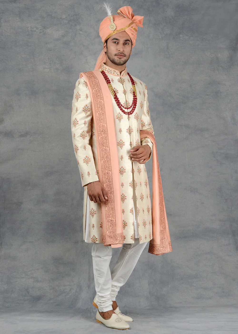 Beige Sherwani | Siddhesh Chauhan