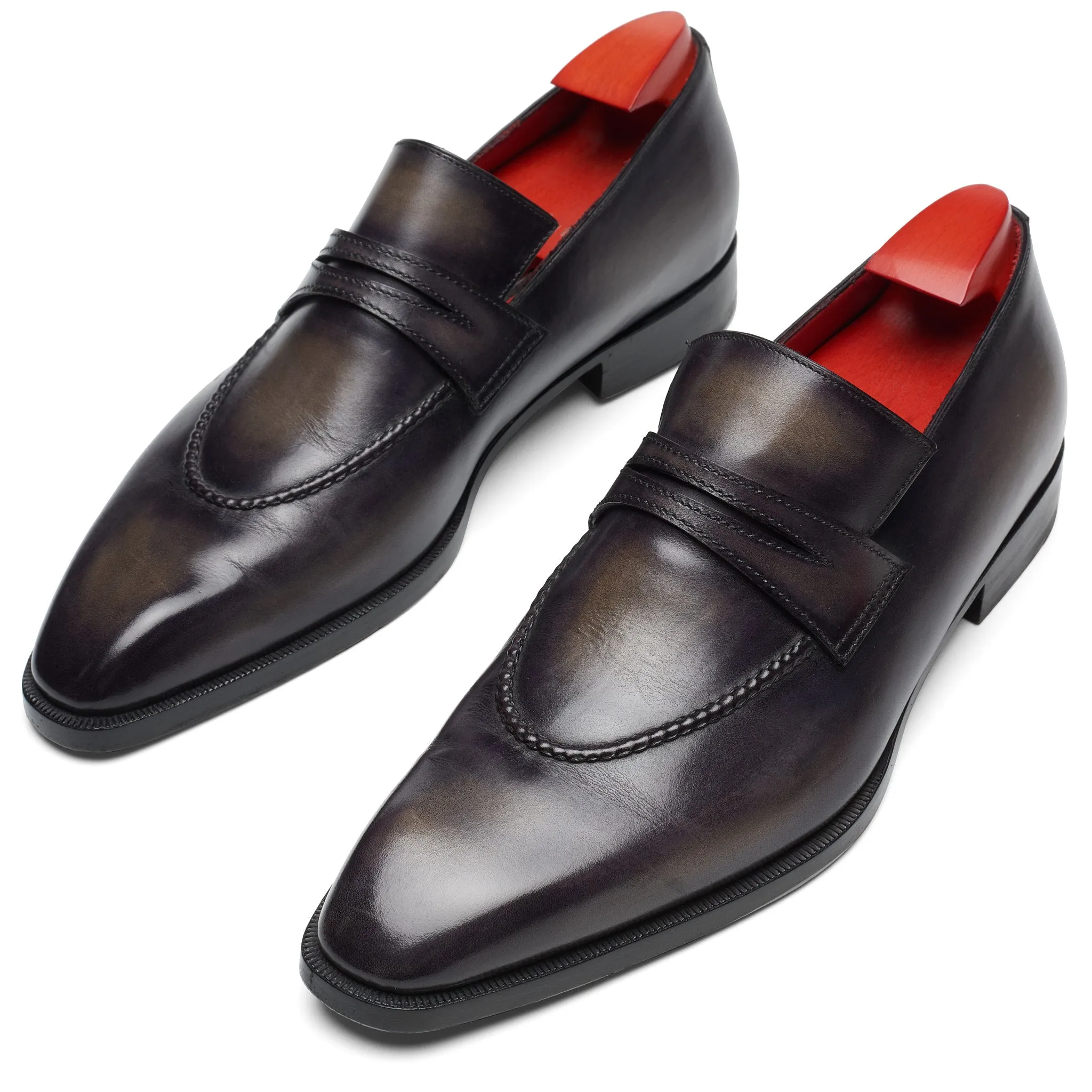 BERLUTI Art Andy Demesure Black-Gray Venezia Calf Custom Loafer Shoes UK 7.5 US 8.5