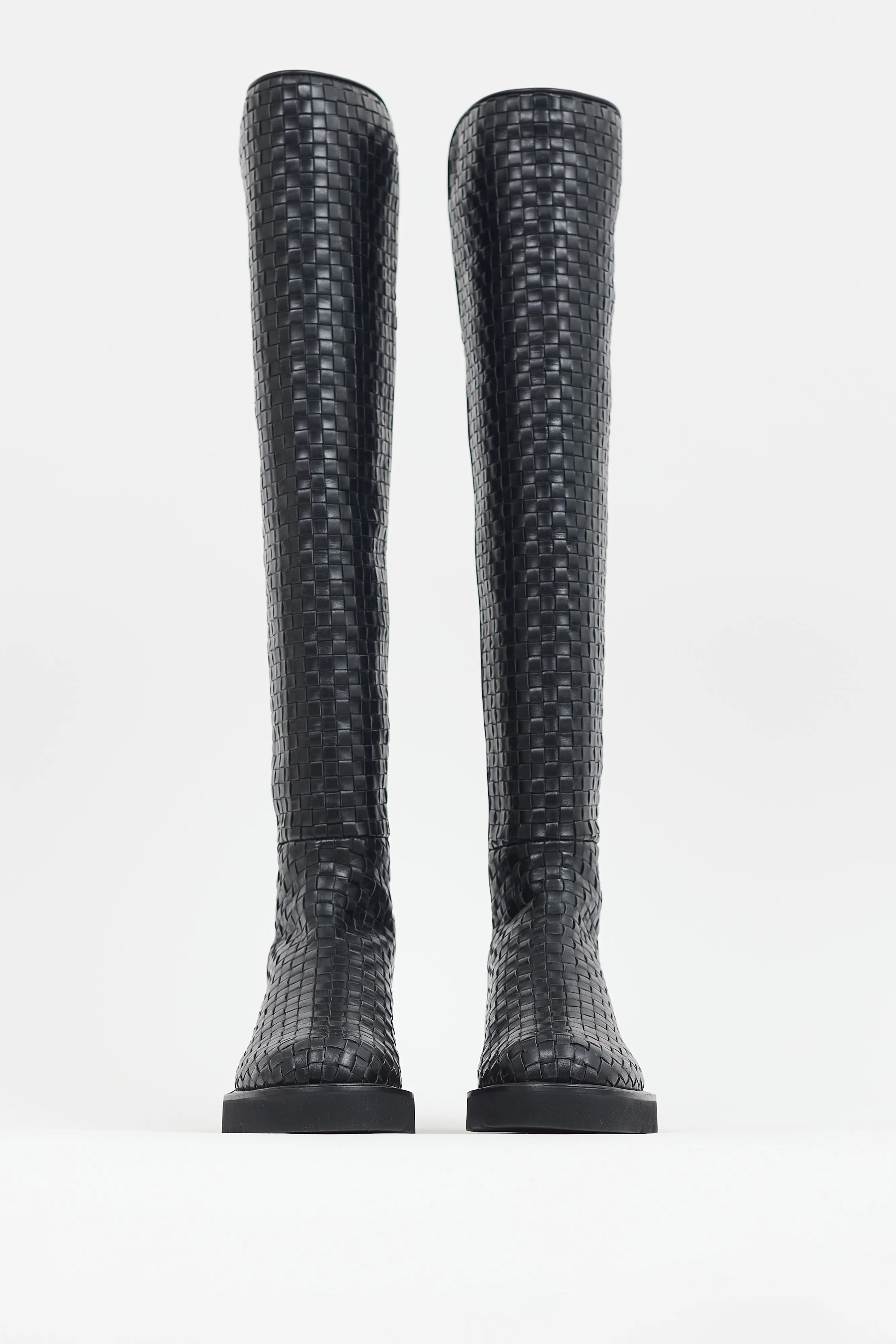 Black 5050 Woven Leather Knee High Boot