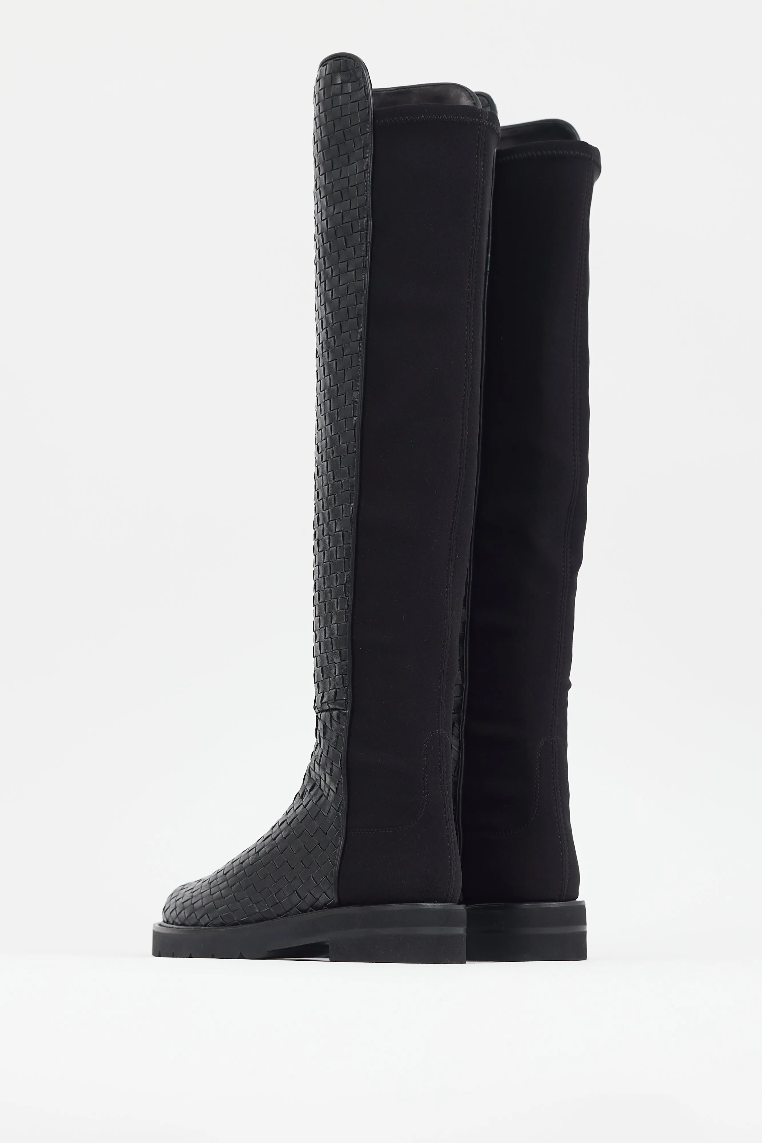 Black 5050 Woven Leather Knee High Boot