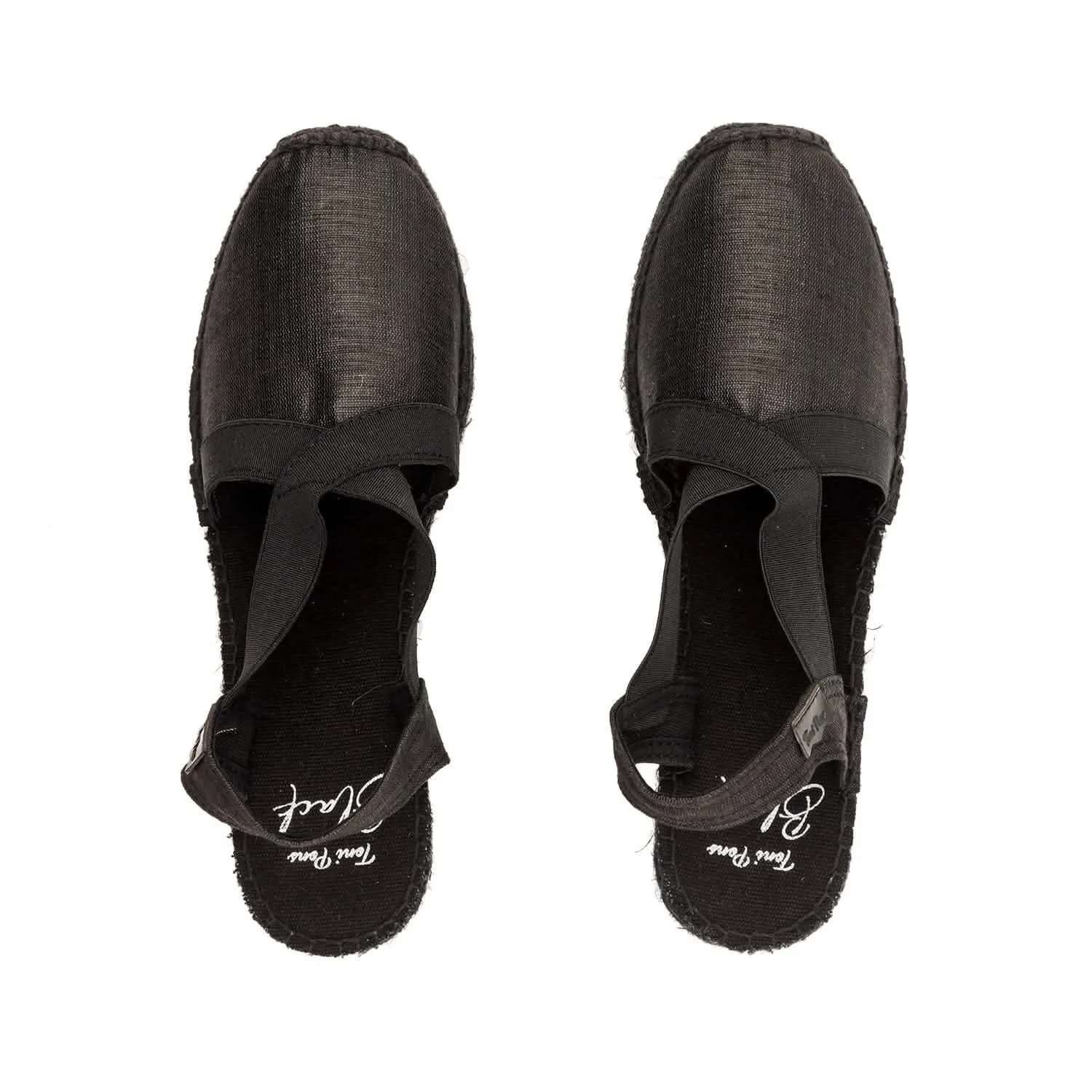 Black Silk Wedge Espadrille for Women - Vic-BK