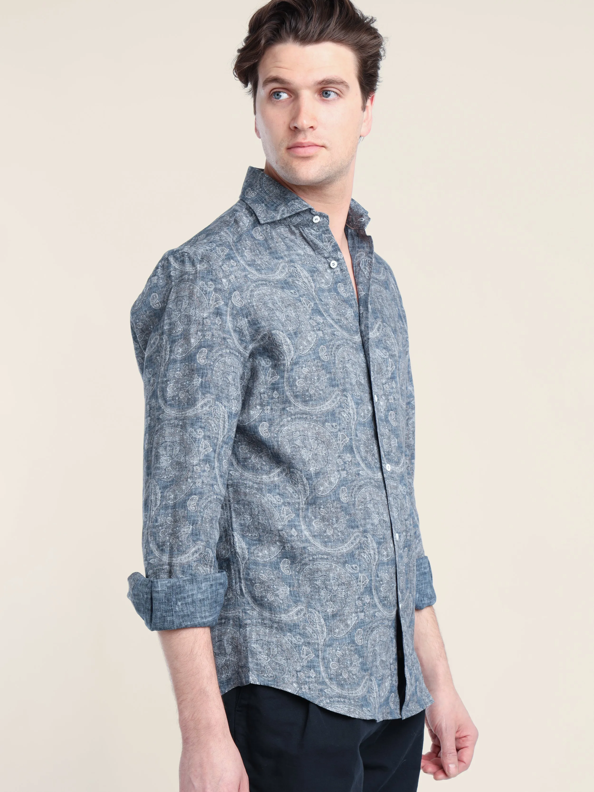 Blue Paisley Cotton Shirt