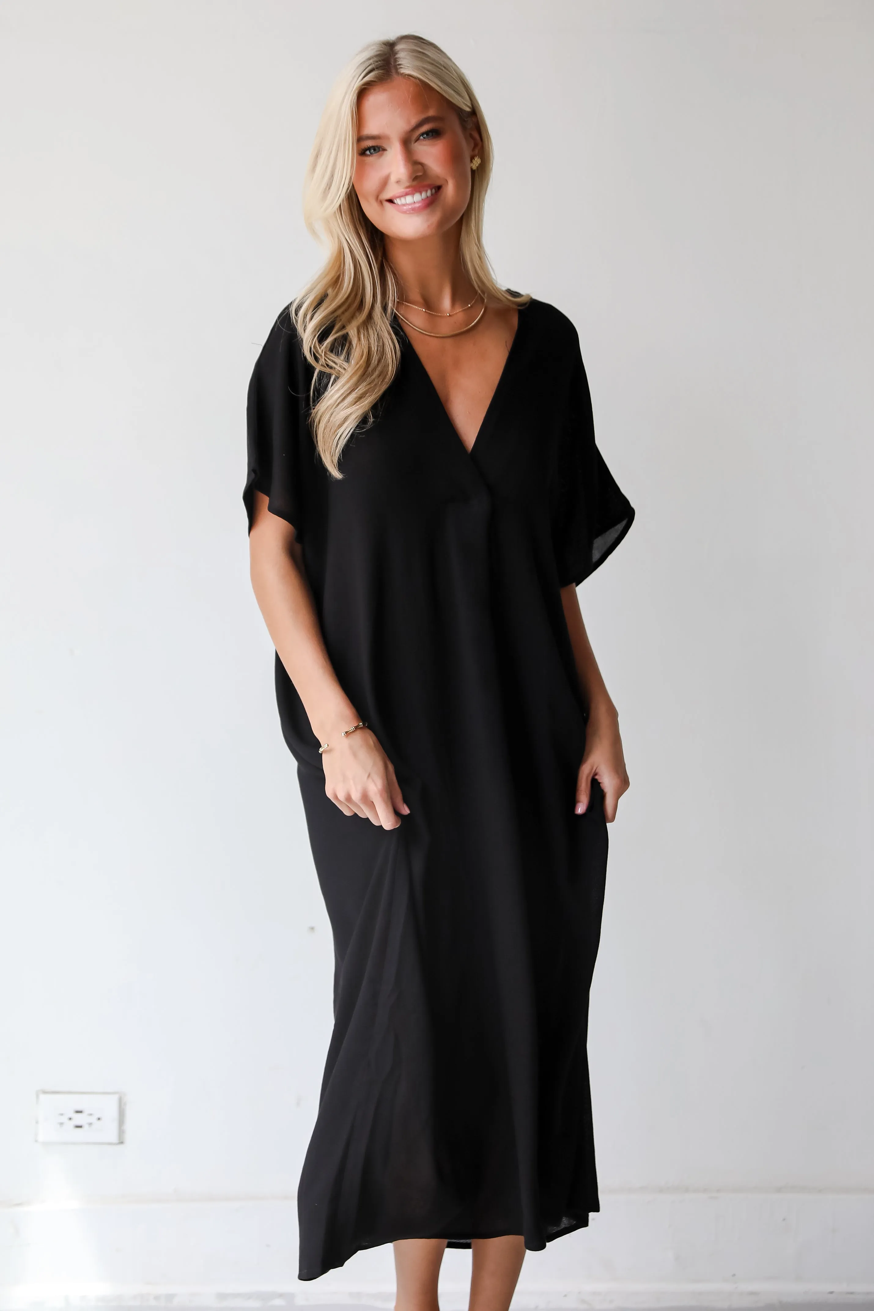 Boardwalk Sunsets Black Midi Dress - DU DEAL