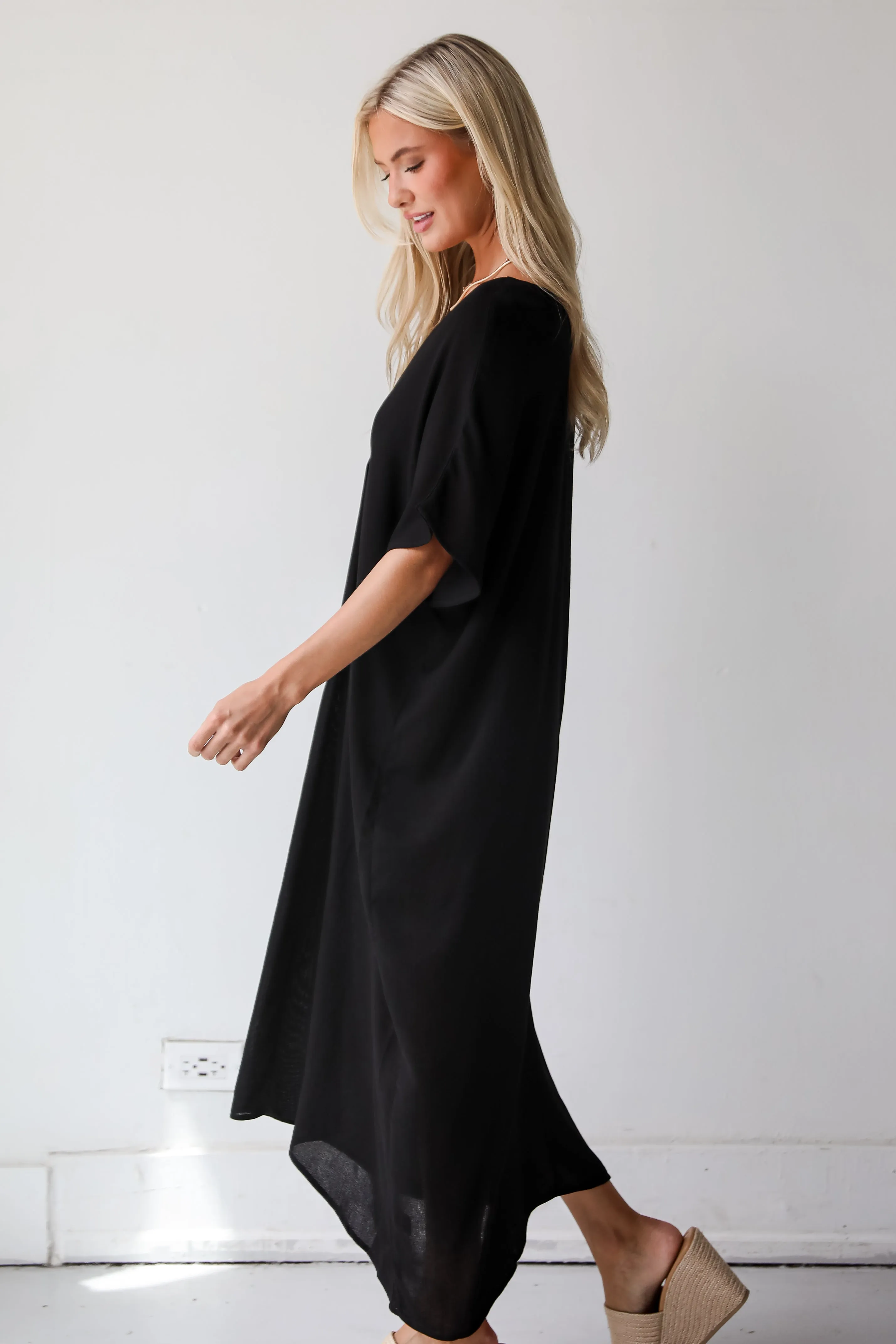 Boardwalk Sunsets Black Midi Dress - DU DEAL