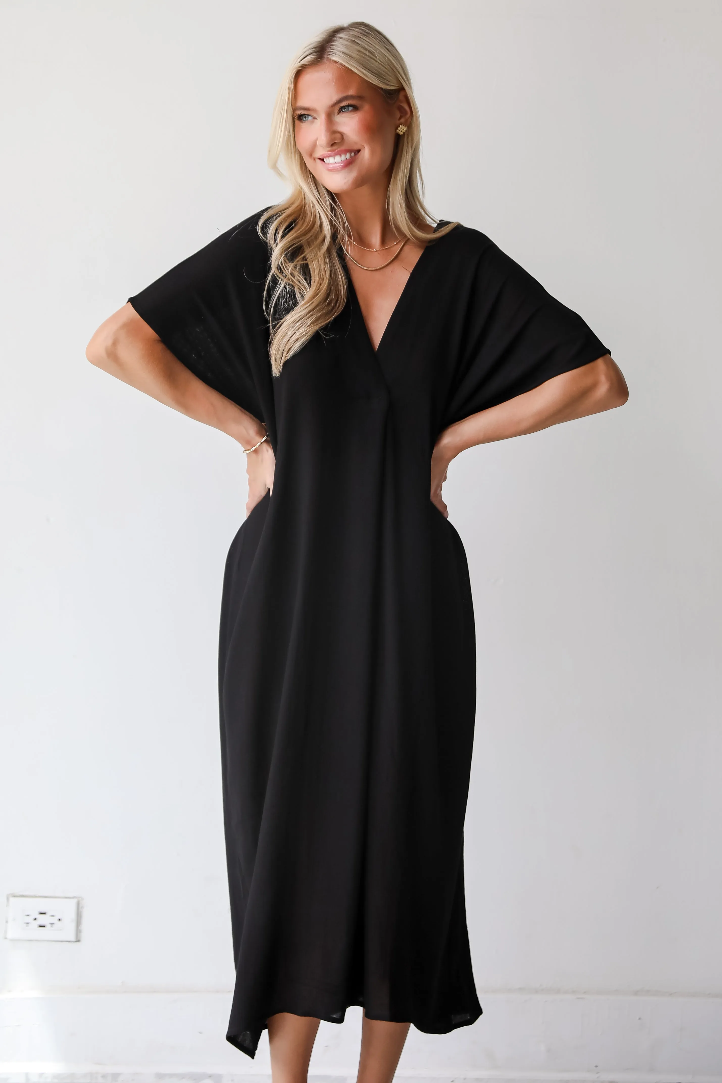 Boardwalk Sunsets Black Midi Dress - DU DEAL