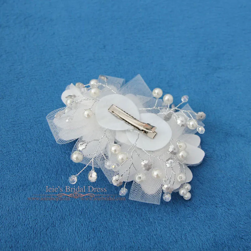 Bridal Ivory Twin Flower Hair Clip VG1034