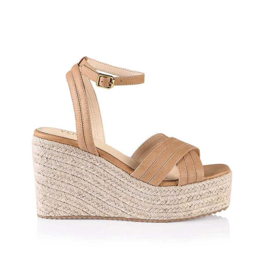 Callie Rope Wedges - Caramel Softee