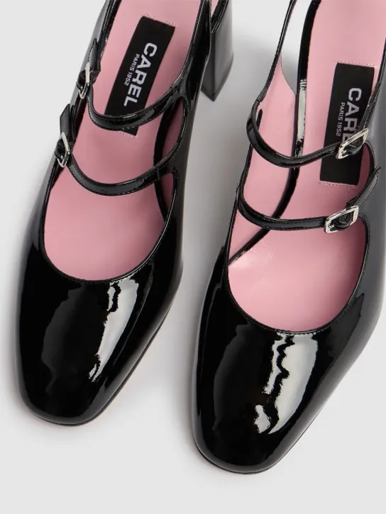 Carel   60mm Banana patent leather slingbacks 