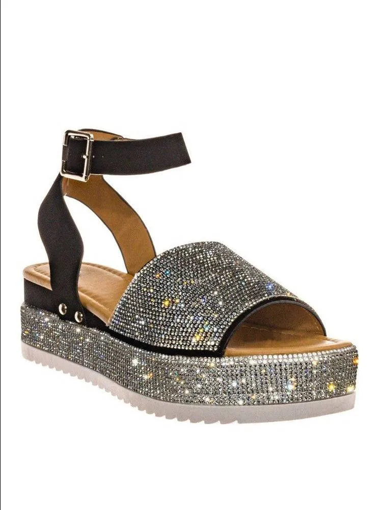 Casual Rhinestone Platform Sandals