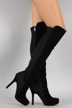 Dollhouse Suede Lycra Panel Stiletto Over-The-Knee Boots