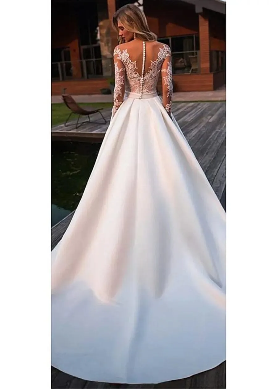 Elegant Long Sleeve Bridal Dress