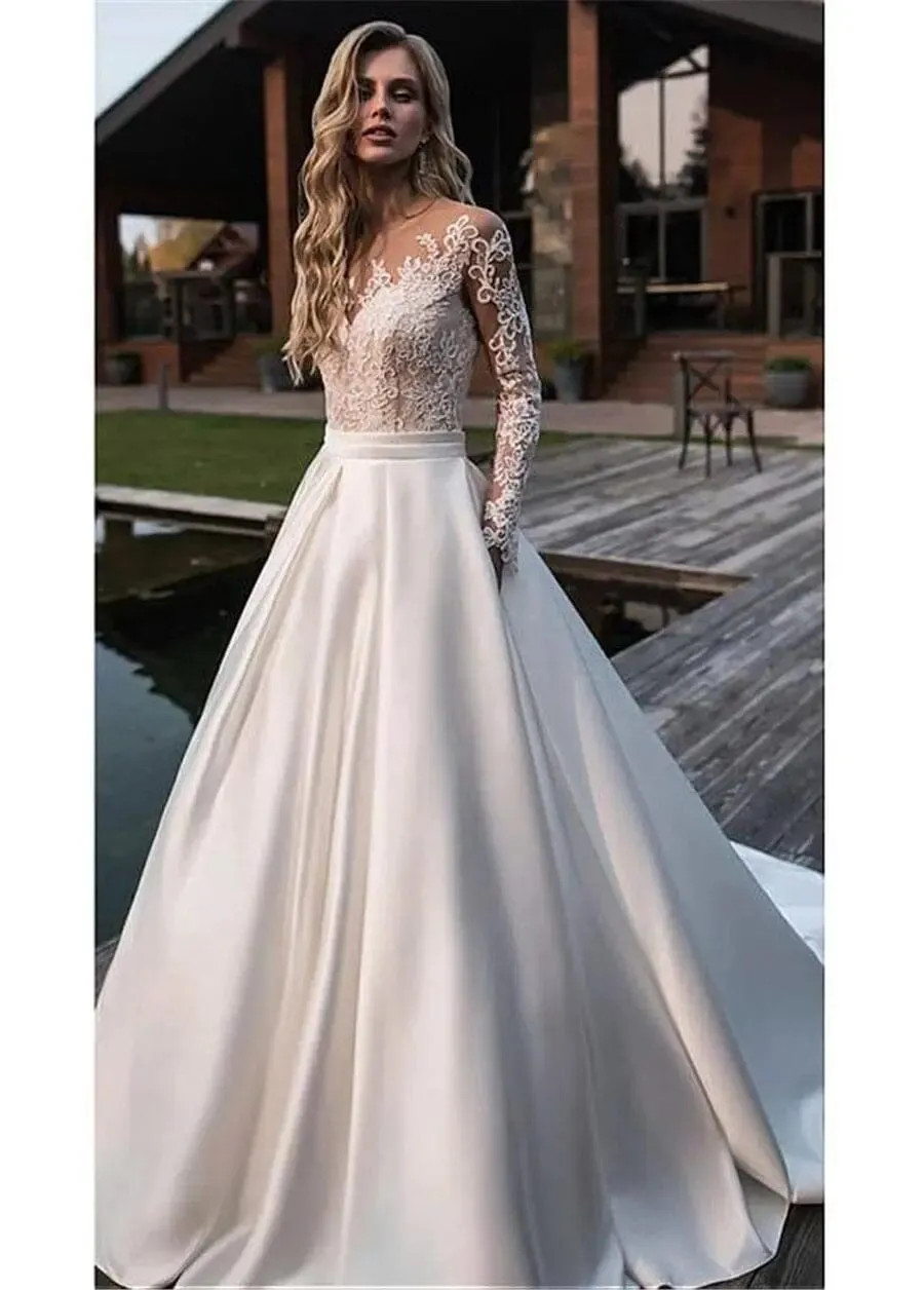 Elegant Long Sleeve Bridal Dress