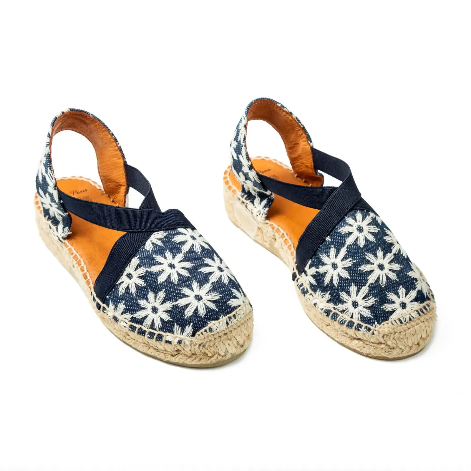 Embroidered Cotton Blend Wedge Espadrille for Kids - Edita-GR