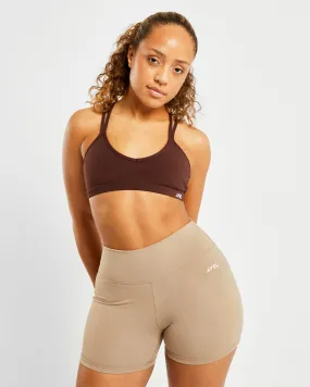 Essential Strappy Sports Bra - Chocolate Brown