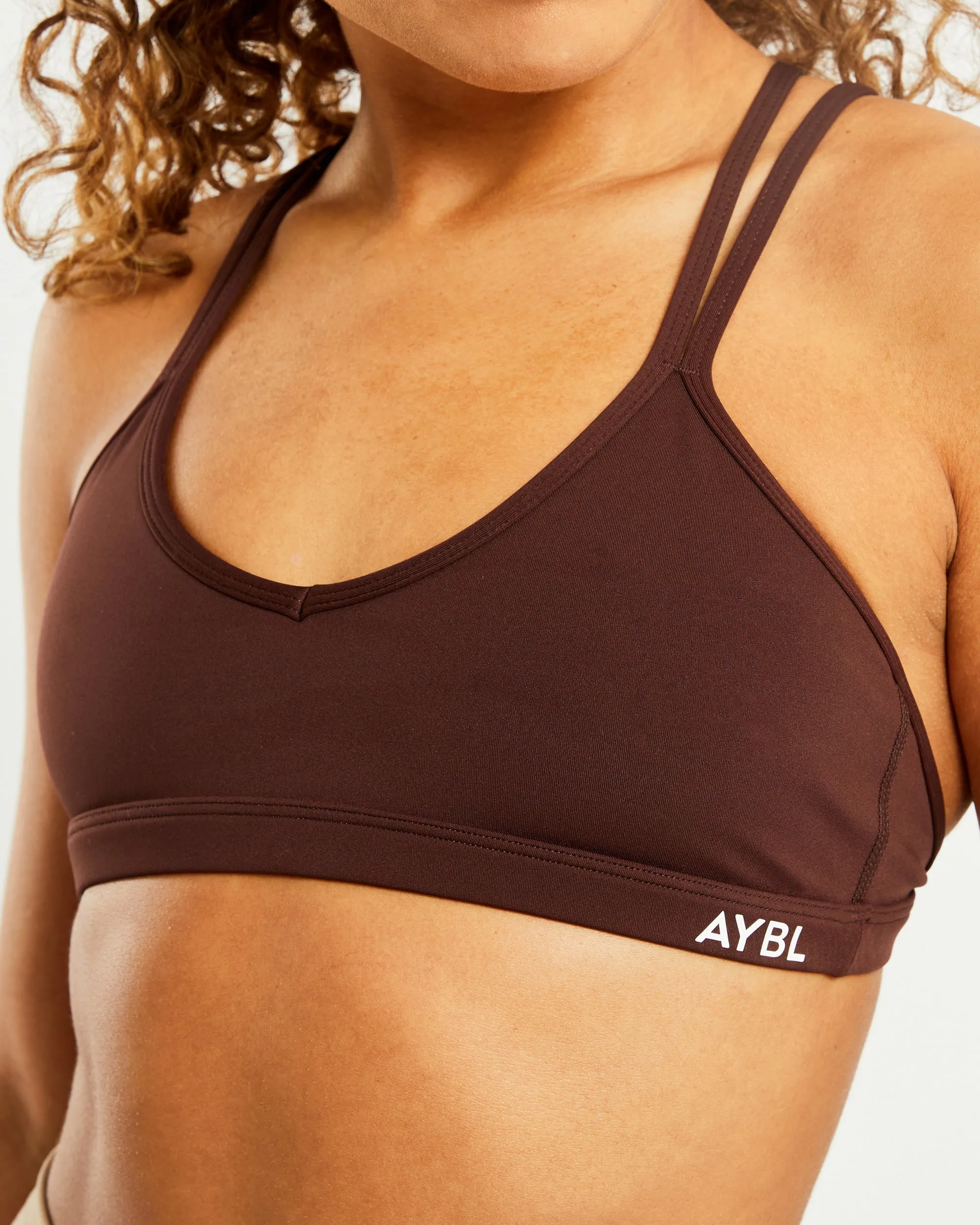 Essential Strappy Sports Bra - Chocolate Brown