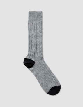 HEEL AND TOE LINEN MID CALF SOCK -GREY