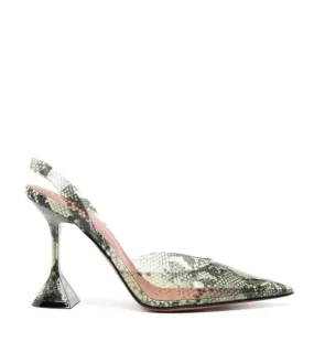 HOLLI GLASS 95MM SNAKESKIN-EFFECT PUMPS