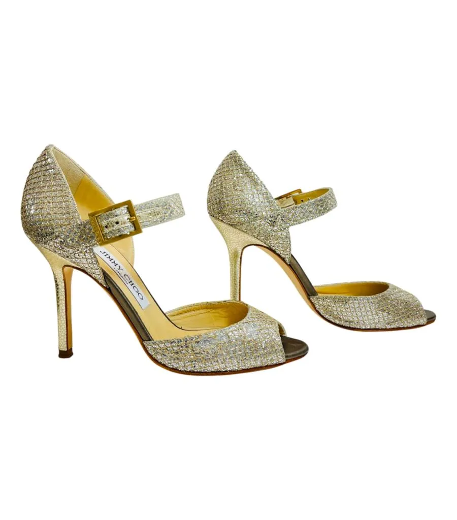 Jimmy Choo Glitter Mary Jane Sandals. Size 35.5