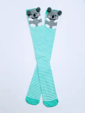 Koala Pompom Ears Knee High Socks