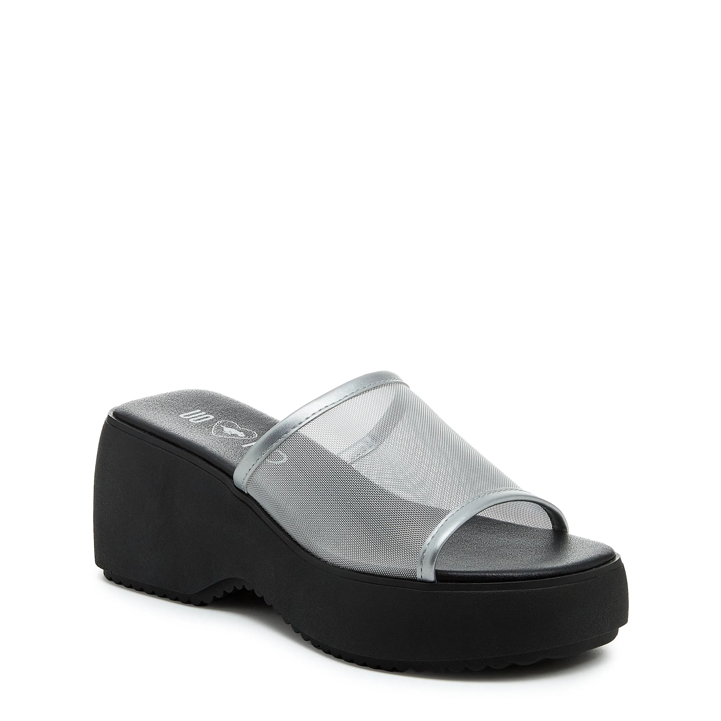 Lennox Silver Mesh Platform Slide