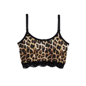 Nancy Cami Leopard Print with Lace Trim