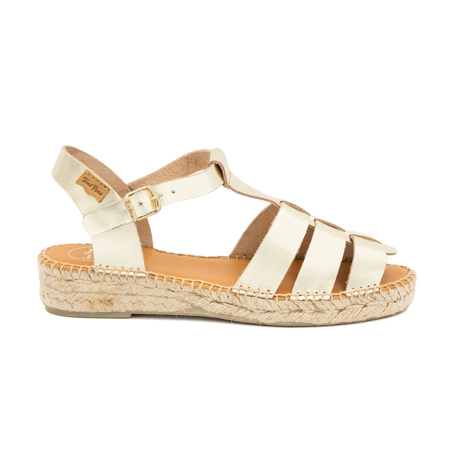 Plain Leather Wedge Espadrille for Women - Emma