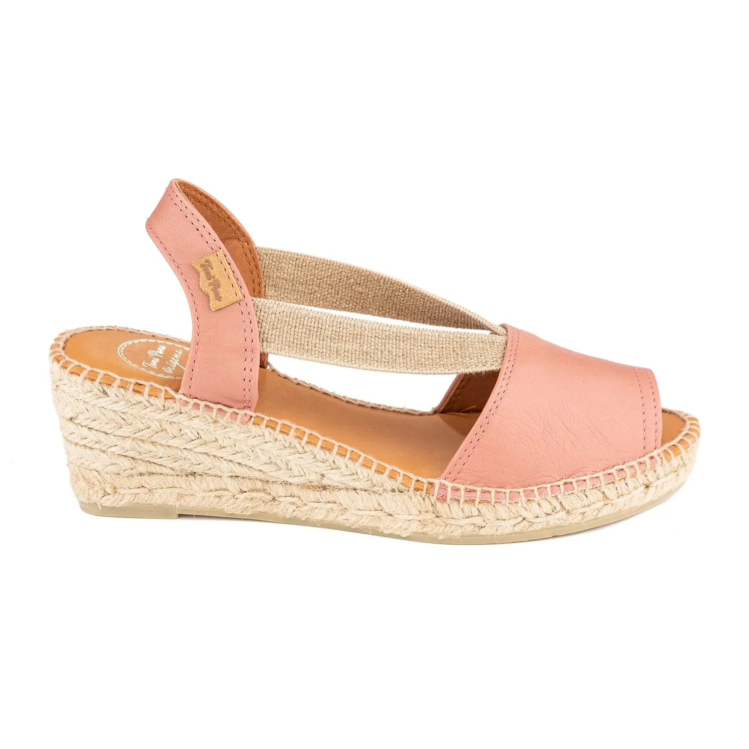 Plain Leather Wedge Espadrille for Women - Teide-P