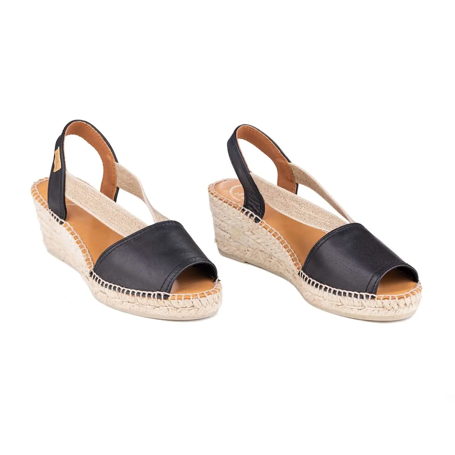 Plain Leather Wedge Espadrille for Women - Teide-P