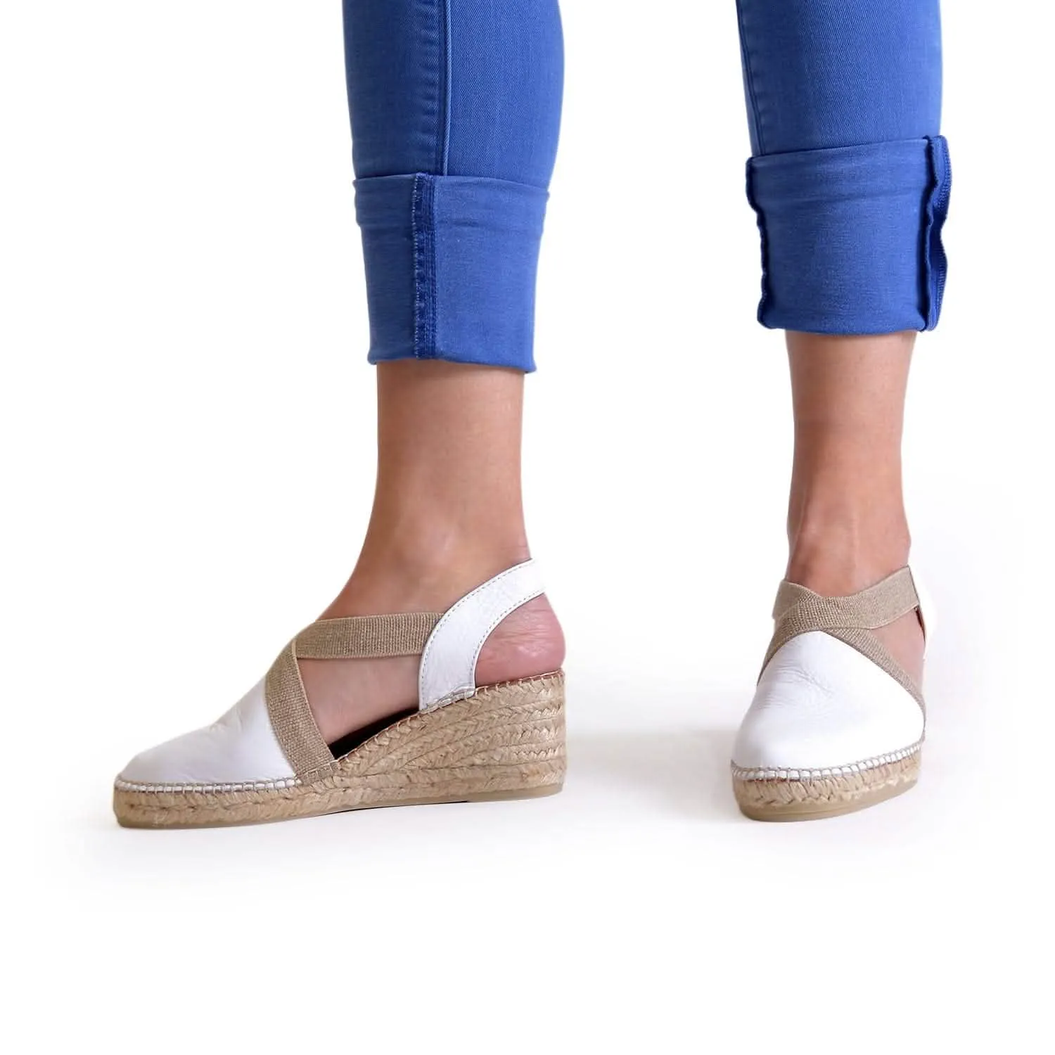 Plain Leather Wedge Espadrille for Women - Tossa