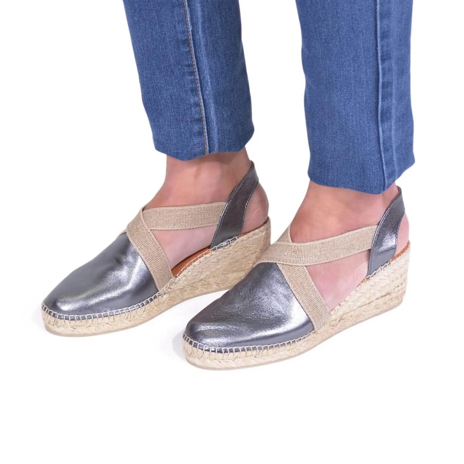 Plain Leather Wedge Espadrille for Women - Tossa